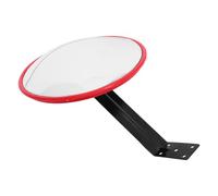 Miroir d'Angle Mort Convexe 30x30x3cm Rouge en Fer et PC | Support Mural Réglable, Courbure Calibrée, Visibilité Accrue, pour Garage, Véhicules, Extérieur et Angles
