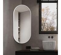 Miroir d'angle mural - Miroir de salle de bain ovale avec support pivotant ajustable, aluminium HD anti-expon, disponible en noir, d, blanc (50 x 80 cm)