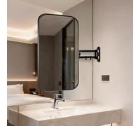 Miroir d'angle noir - Miroir de courtoisie mural pivotant avec bras pivotant, cadre en métal, design peu encombrant, utilisation verticale et horizontale 40 x 90 cm / 15.7x35.4in pour décoration