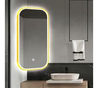 Miroir d'angle pivotant à 360 ° avec cadre en métal - Intensité variable à l'infini - 3 couleurs - Miroir mural rotatif pour salle de bain et salle de bain