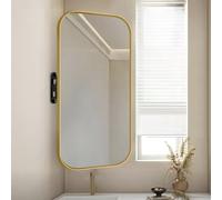Miroir d'angle pivotant à 360° pour salle de bain - Miroir HD Vani en argent/noir - Miroir de maquillage pour salon, chambre à coucher, couloir - 40 x 70 cm / 15.7x27.5in