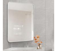 Miroir d'angle Pivotant pour Salle De Bain, Miroir Mural Rectangulaire Rotatif 360 avec Cadre en Métal, pour Maquillage Et Coiffeuse(Silver,40x60cm)