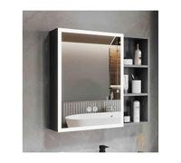 Miroir d'armoire à pharmacie de salle de bain avec rangement, étanche et anti-buée, miroir argenté haute définition, gris, 80 cm - Solution peu encombrante