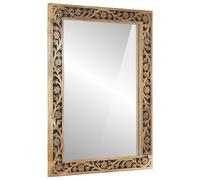 Miroir de Bain Coméstique Maquillage Bois de Manguier Massif et Verre vidaXL
