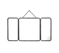 Miroir de barbier vintage en métal - L. 112 x H. 60 cm - Gris métallisé - CERRONE