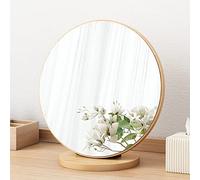 Miroir de Bureau en Bois, Miroir de Maquillage en Bois, Miroir de Maquillage de Bureau HD, Chambre à Coucher, Salle de Bain, Bureau, Bijoux, Salon de co(Size:20cm,Color:Couleur du Bois)