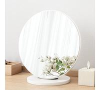 Miroir de Bureau en Bois, Miroir de Maquillage en Bois, Miroir de Maquillage de Bureau HD, Chambre à Coucher, Salle de Bain, Bureau, Bijoux, Salon de co(Size:20cm,Color:Blanc Chaud)