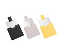 Miroir De Carte En Acier Inoxydable Avec Couvercle En Cuir Pu,Carré,Ultra-Fin,Portable,Résistant Aux Chutes,3 Pièces.A Set.