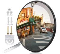 Miroir de circulation, convexe, 30 cm, pour garage et allée, grand angle réglable, pour la circulation, les entrées, les entrepôts, la cour, les magasins (convient pour l'intérieur et l'extérieur)