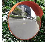 Miroir de circulation convexe 45 cm en plastique PC incassable avec protection solaire, dispositif de montage, orange, pour route, parking, chantier, sécurité et réglementation de la circulation