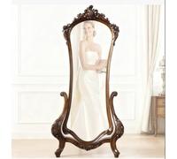 Miroir de coiffeuse de style américain,parquet en bois massif,miroir pleine longueur de style européen,un meuble rétro haut de gamme avec des sculptures luxueuses for les chambres à coucher.