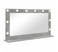 vidaXL Miroir de vanité 100 x 55 x 18 cm – Gris béton, bandes LED blanc chaud, verre clair