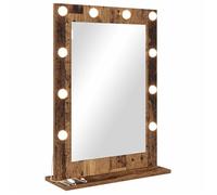 Miroir de coiffeuse éclairé - vidaXL - 70x50x18 cm - Bois ancien - Verre clair - Bandes LED - Blanc chaud