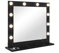 Miroir de coiffeuse éclairé - vidaXL - Chêne noir - 60x55x18 cm - Bandes LED - Blanc chaud - Verre et bois composite