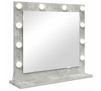 Miroir de coiffeuse éclairé - vidaXL - Gris béton - 60x55x18 cm - Bandes LED - Blanc chaud - Verre clair