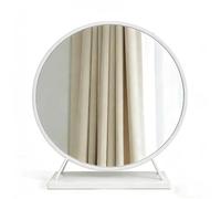 Miroir de Coiffeuse Rond sur Pied, Miroir de Maquillage HD avec Support, sans Distorsion, Cadre en métal, Ergonomique, ne se penche Pas, pour comptoir(A,M)