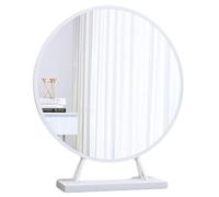 Miroir de Coiffeuse sur Pied, Miroir de Maquillage Ou de Rasage pour Chambre à Coucher avec Socle et Plateau Rond(White,50CM)