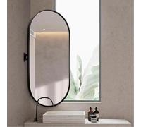 Miroir de coin de salle de bain, miroirs de vanité de coin, miroir pivot mural avec cadre en métal et bras extensible pivotant, vertical et horizontal,Black-40 * 70cm
