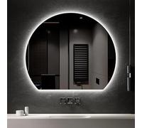 Miroir de courtoisie à DEL de 101,6 cm avec lumières à intensité variable rétroéclairé 3 couleurs 81,3 cm anti-buée Miroir de salle de bain demi-cercle anti-explosion Design élégant et fonctionnel