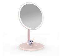 Miroir De Courtoisie À Intensité Variable En Continu Avec Batterie Intégrée,Miroir De Maquillage Led Portable,Surface En Verre Hd,Commandes Tactiles,Chargement Usb.A-Pink.