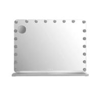 Miroir de courtoisie avec éclairage - 20 ampoules LED à intensité variable - Noir - Pour le bureau - 3 couleurs d'éclairage - Carré
