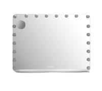 Miroir de courtoisie avec éclairage - Pour le bureau - 20 ampoules LED à intensité variable - 3 couleurs d'éclairage - Carré - Blanc - 80x60 cm