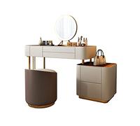 Miroir De Courtoisie Avec Lumières Et Ensemble De Coiffeuse tout en bois meuble de rangement intégré moderne minimaliste verre trempé léger Table de maquillage de luxe Vanité Pour Adolescents Avec Mir