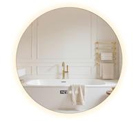 Miroir de courtoisie avec lumières, miroir de salle de bain rond rétroéclairé à DEL avec éclairage sans buée et à intensité variable, 3 températures de couleur, fonction mémoire, verre trempé