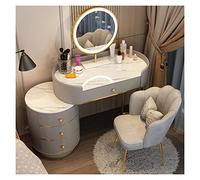 Miroir de courtoisie avec lumières pour chambre à coucher, coiffeuse simple avec tabouret, 100 cm (A) 80 cm (E), organiseur de maquillage élégant et fonctionnel