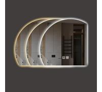 Miroir de courtoisie LED 50 cm 60 cm Miroir mural HD 70 cm Miroir mural à intensité variable Miroir tactile 3 couleurs anti-buée Parfait pour le maquillage et le toilettage