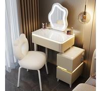 Miroir de courtoisie LED avec éclairage 3 couleurs, capteur tactile, haut-parleur Bluetooth et chargement USB - Coiffeuse compacte avec éclairage d'ambiance et port de charge USB