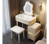 Miroir de courtoisie LED avec éclairage 3 couleurs, capteur tactile, haut-parleur Bluetooth et port de charge USB - Table de maquillage compacte pour une application facile du maquillage et un
