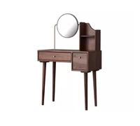 Miroir de courtoisie LED avec lumières, coiffeuse de maquillage, étagère de rangement et tiroir en bois massif, bureau élégant pour les amateurs de beauté, design compact