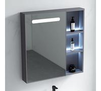 Miroir de courtoisie LED intelligent - Rangement mural en aluminium étanche avec interrupteur de capteur du corps humain - Miroir de salle de bain élégant avec grand espace de rangement