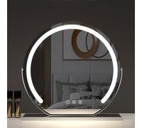 Miroir de courtoisie lumineux à LED avec 3 températures de couleur - Miroir de rasage sur pied pour coiffeuse - Argenté - 60 x 60 cm