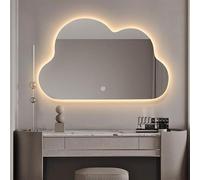 Miroir de courtoisie mural intelligent en forme de nuage - Miroir de salle de bain sans cadre avec détection du corps, affichage de l'heure/de la température, désembuage, gradation en continu, 75 x