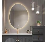 Miroir de courtoisie rétroéclairé à DEL, miroir ovale sans buée à intensité variable, interrupteur tactile, 3 options de couleur, miroir mural de salle de bain (71,1 x 91,4 cm) pour une élégance