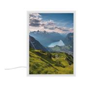 Miroir de courtoisie suisse des Alpes - Miroir de beauté portable avec éclairage 3 couleurs à intensité variable - Miroir de maquillage lumineux à DEL - Miroirs de maquillage décoratifs pour bureau de