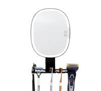 Miroir de douche avec rangement LED 3 couleurs adhésif salle de bain | Miroir de douche sans perçage pour femme, papa, petit ami, maison, appartement, dortoir, camping-car, maquillage