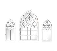 Miroir de fenêtre en bois de style gothique pour décoration de la maison, design élégant en acrylique pour espaces de vie esthétiques rétro (MZ486 A)