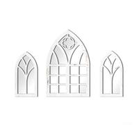 Miroir de fenêtre en bois de style gothique pour décoration de la maison, design élégant en acrylique pour espaces de vie esthétiques rétro (MZ487 A)
