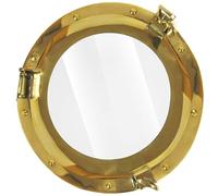 Miroir de fenêtre hublot en laiton antique vintage de 30,5 cm pour bateau, hublot marin, décoration d'intérieur