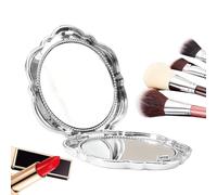 Miroir de | Flower Shape Handheld Double Sided Glass,Magnification Folding Makeup Mirror | for Women Girls Travel Purse Pocket Vanity Beauty
