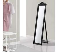 Miroir de Grande Taille sur Pied Psyché Inclinable Solide Cadre Style Baroque Bois d'Eucalyptus 160 x 40 cm Noir Mat[990]