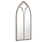 Miroir de jardin, couleur sable, 70 x 30 cm, cadre en fer avec effet rouille, miroir mural pour extérieur, décoration pour jardin et couloir, réflexion de la lumière et grossissement de la pièce