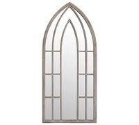 Miroir de jardin, couleur sable, 70 x 30 cm, cadre en fer avec effet rouille, miroir mural pour extérieur, décoration pour jardin, couloir et salon, réflexion de la lumière et grossissement de la