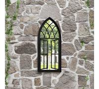 Miroir de Jardin Miroir Mural Miroir Décoratif Miroir Suspendu Patio Extérieur Noir 70x30 cm Fer pour Utilisation Extérieure