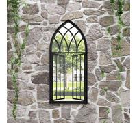 Miroir de Jardin Noir 100x45 cm Fer pour Utilisation Extérieure Mural vidaXL