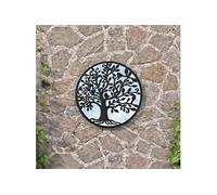 vidaXL Miroir de jardin Noir 40x2,5 cm Fer Rond utilisation extérieure
