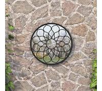 vidaXL Miroir de jardin Noir 40x3 cm Fer Rond utilisation extérieure